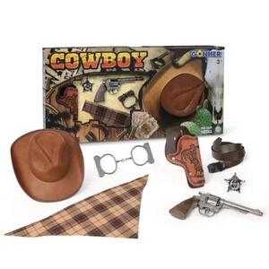NEW Cowboy Texas Ranger Sheriff Rancher 7pc Kids Pretend Playset Made in Spain